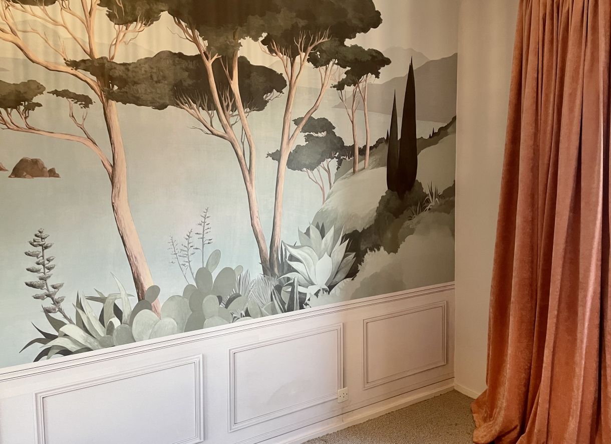 Papier peint panoramique Lago di Garda Green Les Dominotiers sur mesure à Lyon