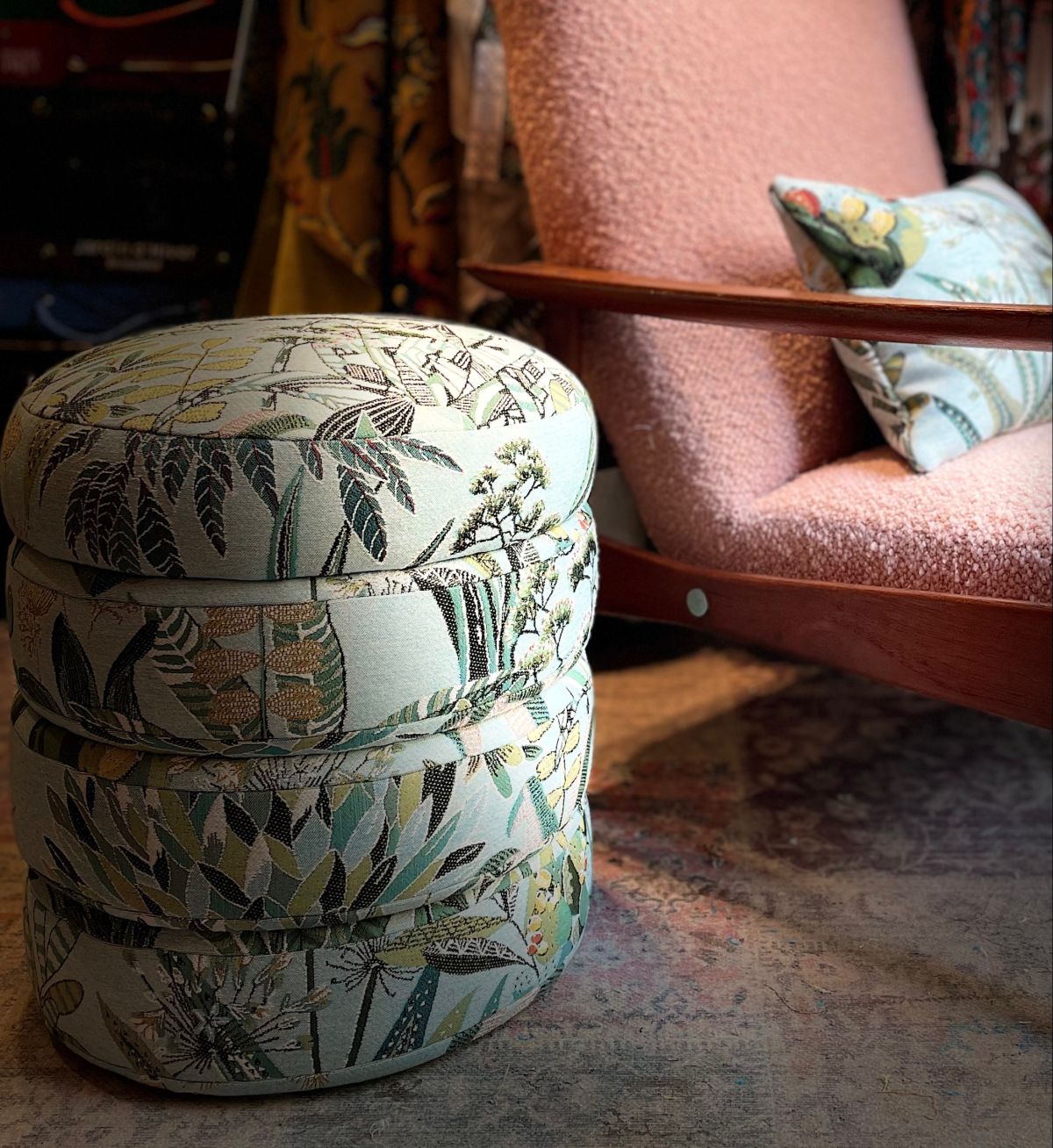 Pouf réalisé sur mesure à Lyon - Atelier Anne Lavit Lyon