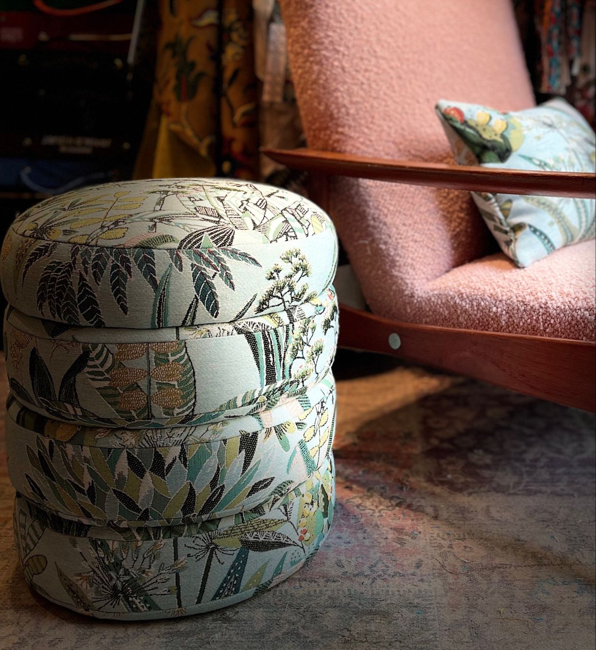 Pouf réalisé sur mesure à Lyon - Atelier Anne Lavit Lyon
