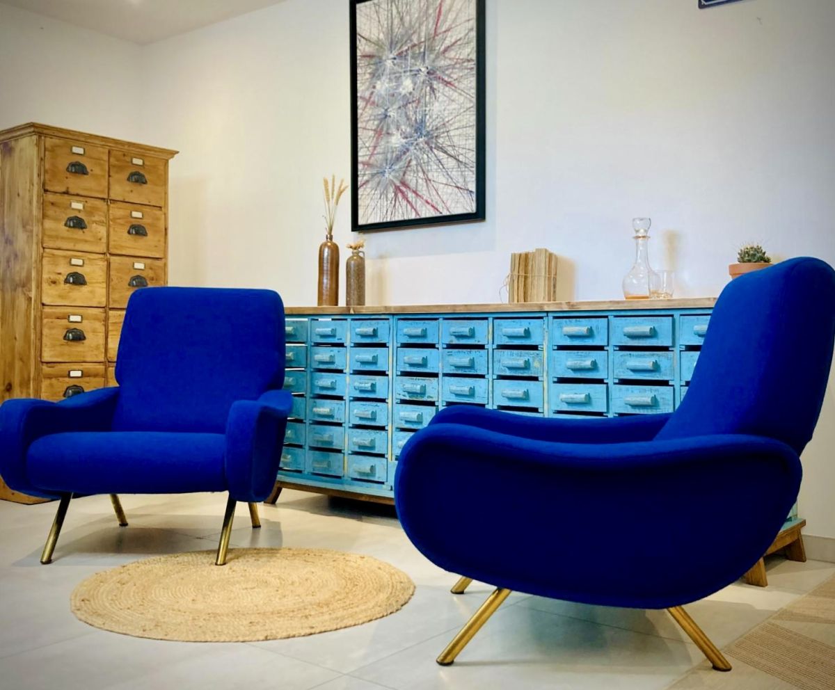 Paire de LADY CHAIR de Marco Zanuso - Réfection complète par l'atelier Anne Lavit Lyon